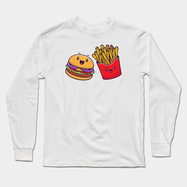 Cute Burger And French Fries Long Sleeve T-Shirt by Catalyst Labs